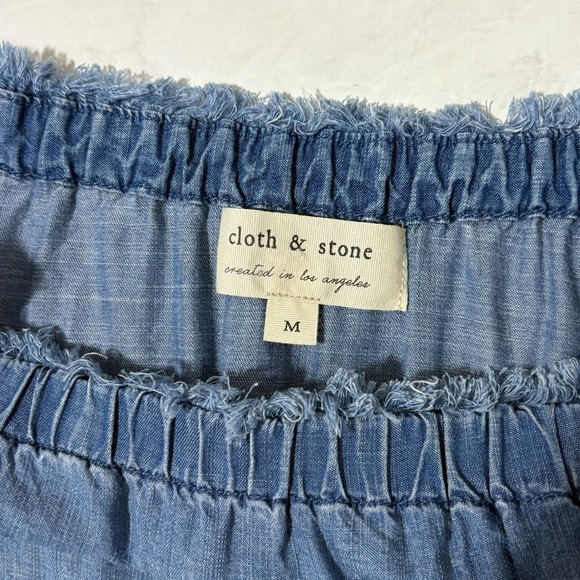 Cloth & Stone Chambray Strapless Wide Leg Jumpsuit Size Medium Boho Hippie - Picture 5 of 6